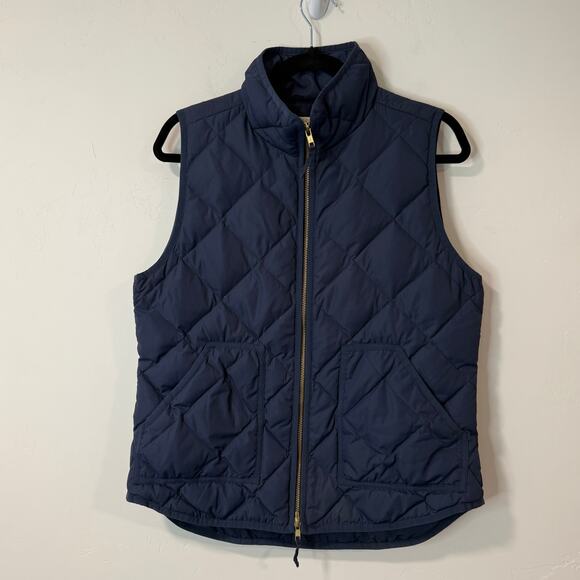 J. Crew Jackets & Blazers - J. Crew Puffer Vest Equestrian Insulated Quilted Snap Pockets Navy Blue Medium
